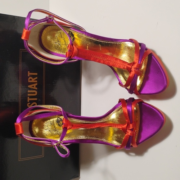 Colin Stuart Elegant Purple and Orange Women's Heels New In Box Sz 7B Stiletto! - Picture 3 of 10